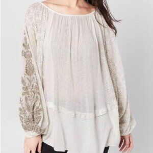 Free People NWT Indigo Dreams Embroidered Tunic Size XS